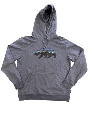 Patagonia Size M Heather Navy Uprisal Fitz Roy Bear Logo Regular Fit Hoodie
